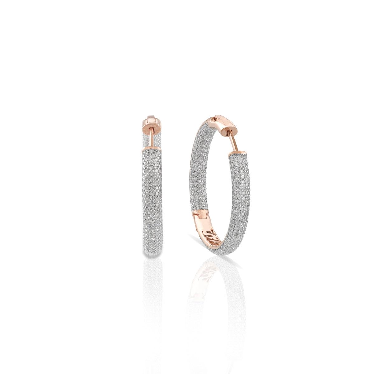 Orecchini Da Donna Cerchio In Golden Rosè Con Pavè Di Zirconi Bronzallure Collezione Altissima Codice Wsbz00885 Wr